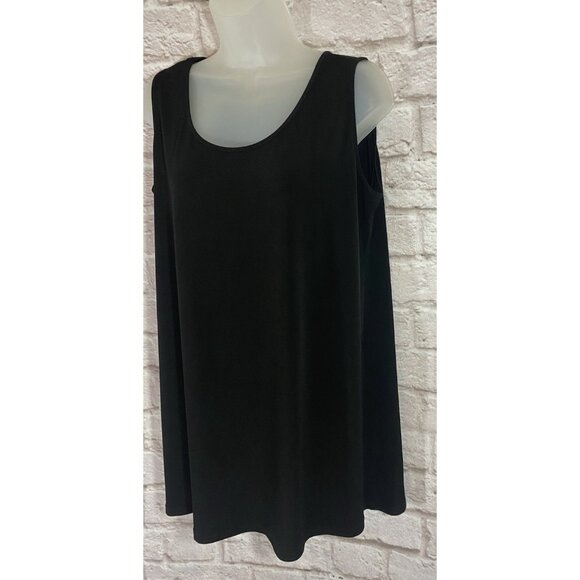 Clara Sun Woo Large Black Pullover Sleeveless Tunic Tank Top Stretchy Shirt - Picture 3 of 8